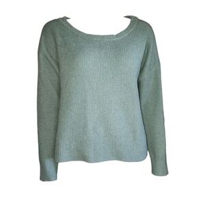 Hippie Rose Sweater Womens Size XL Solid All Blue Ribbed Crop Dolman Cozy Knit‎